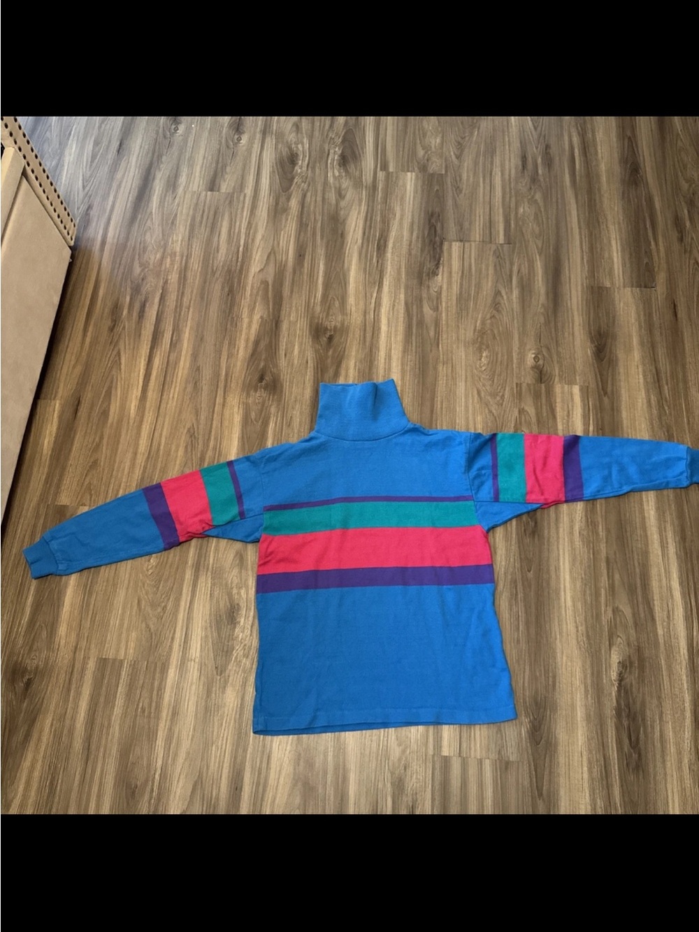 Vintage LL Bean Blue Striped Turtleneck Sweater